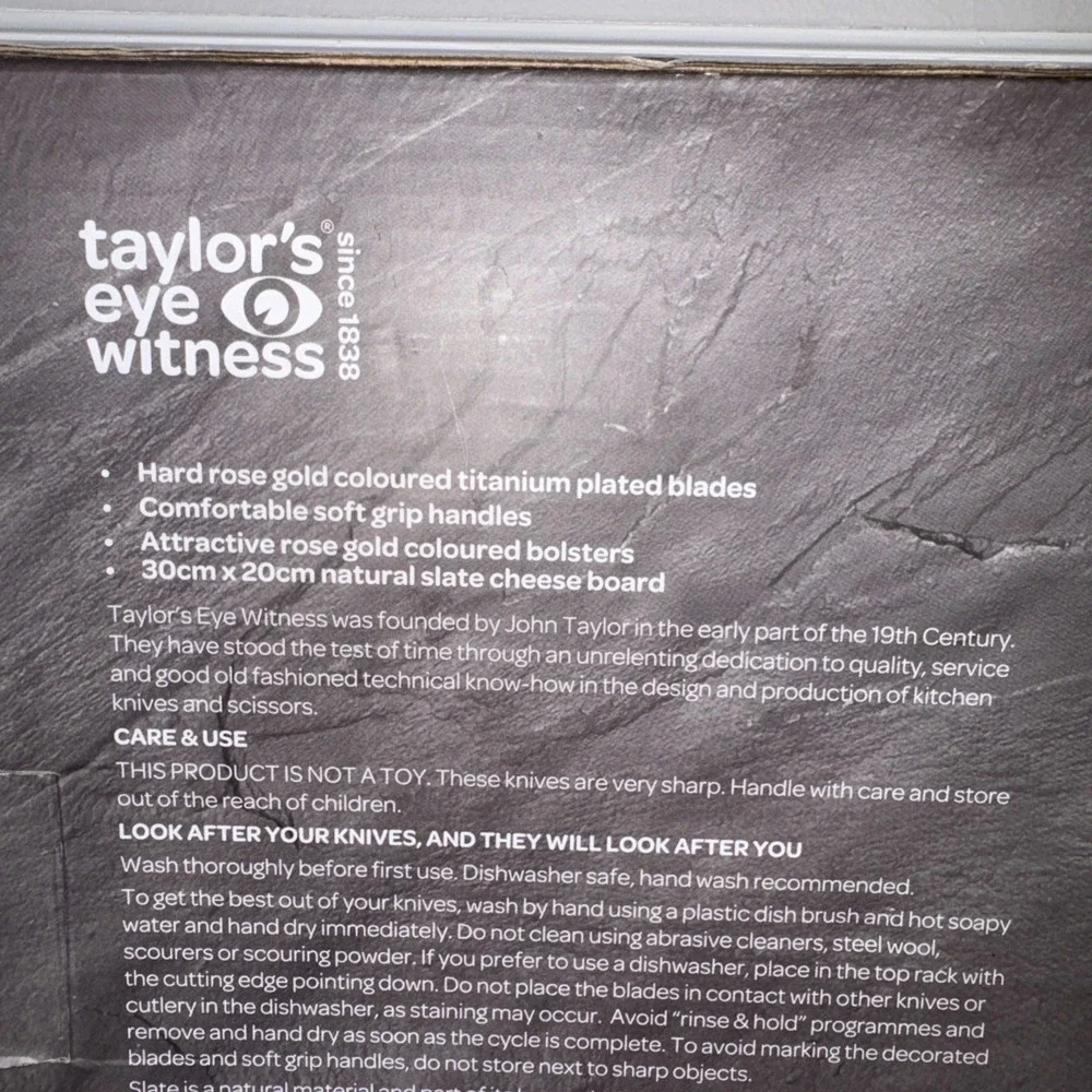 Taylor's Eye Witness Rose Gold Brooklyn Slate Cheese Board & 4pc Cheese‎ Knife
